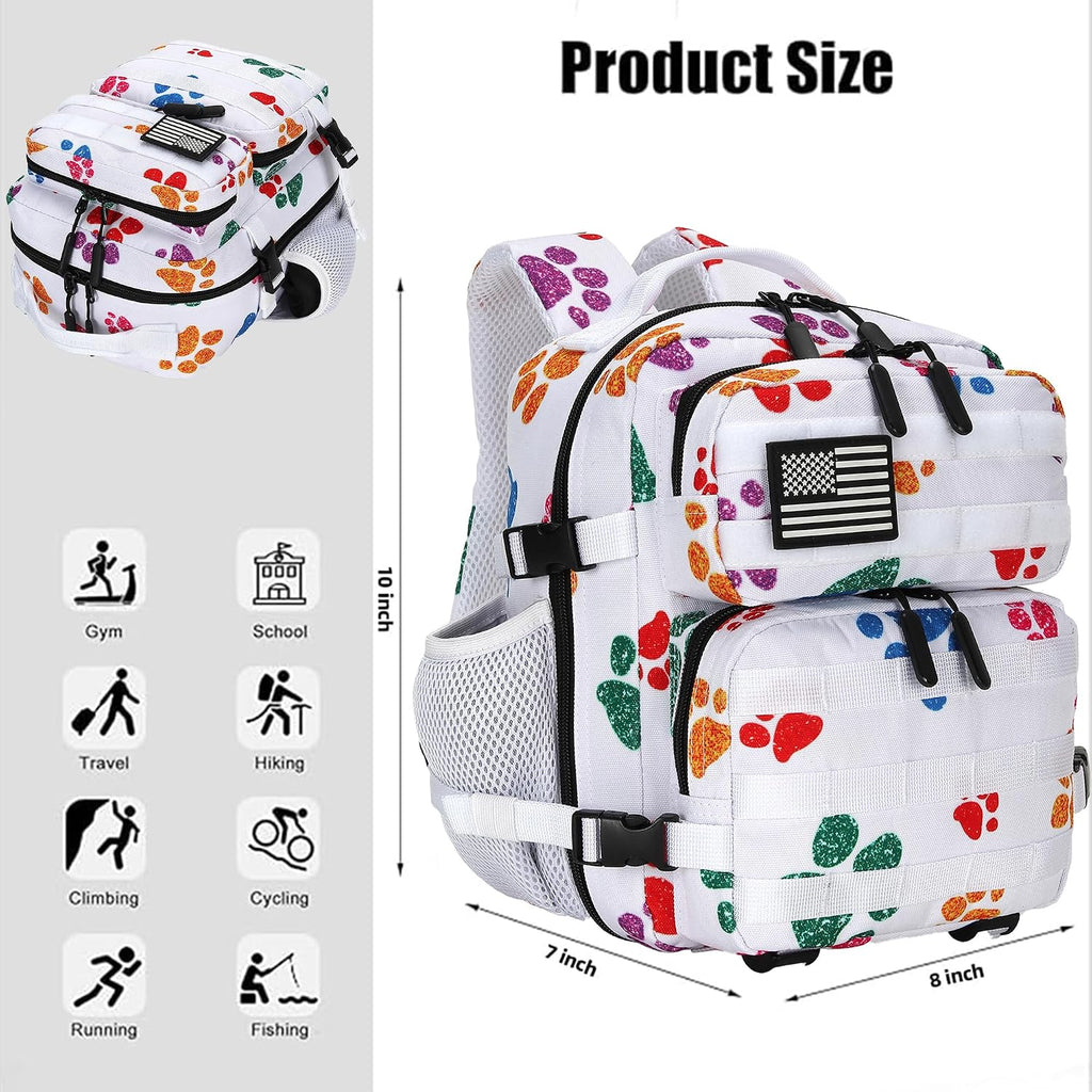 9L Mini Tactical Backpack for Men and Women, Tactical Backpack Small for Hiking, Small Tactical Bag (Colorful Cat's Paw)