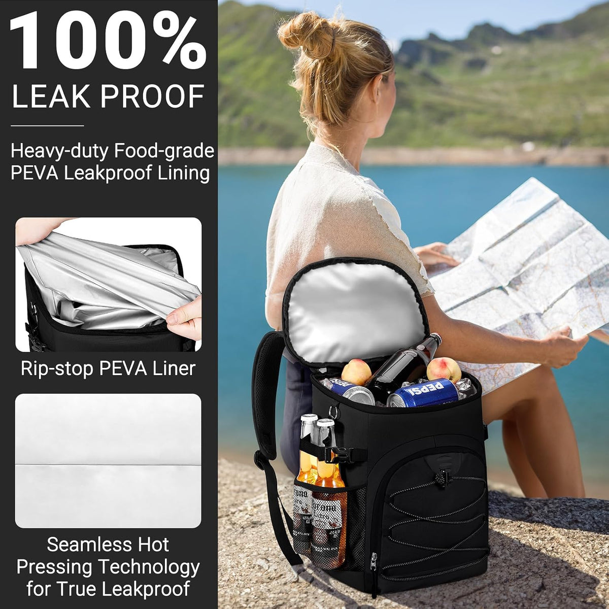 Cooler Backpack, Soft Leak Proof Backpack Coolers for Men Women