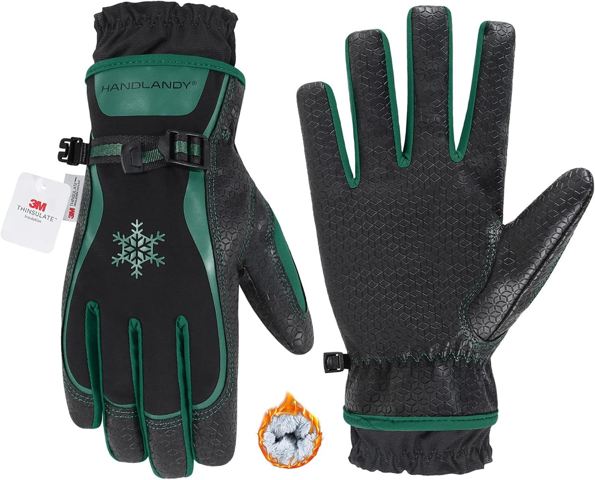 HANDLANDY Winter Work Gloves for Men Women, 3M Thinsulate Insulated Thermal Waterproof Skiing Hiking Cold Weather Gloves