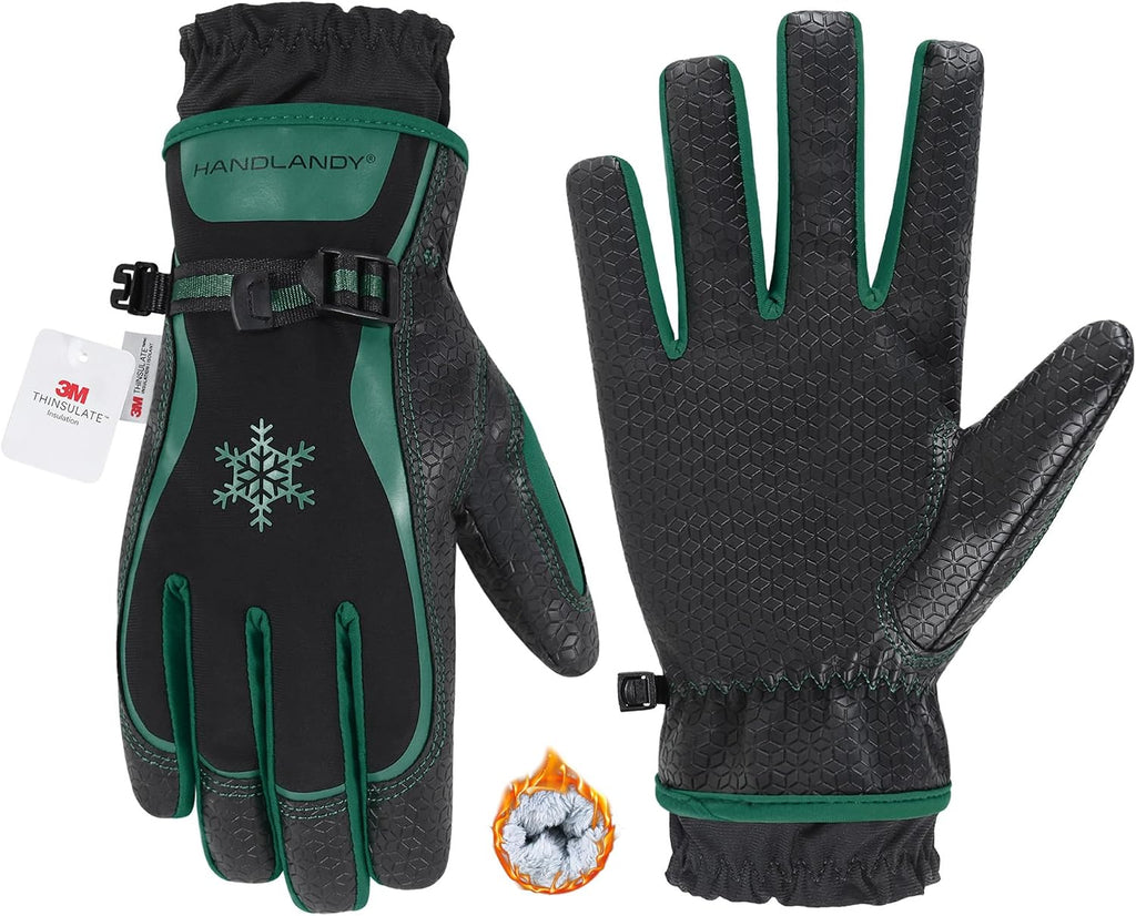HANDLANDY Winter Work Gloves for Men Women, 3M Thinsulate Insulated Thermal Waterproof Skiing Hiking Cold Weather Gloves