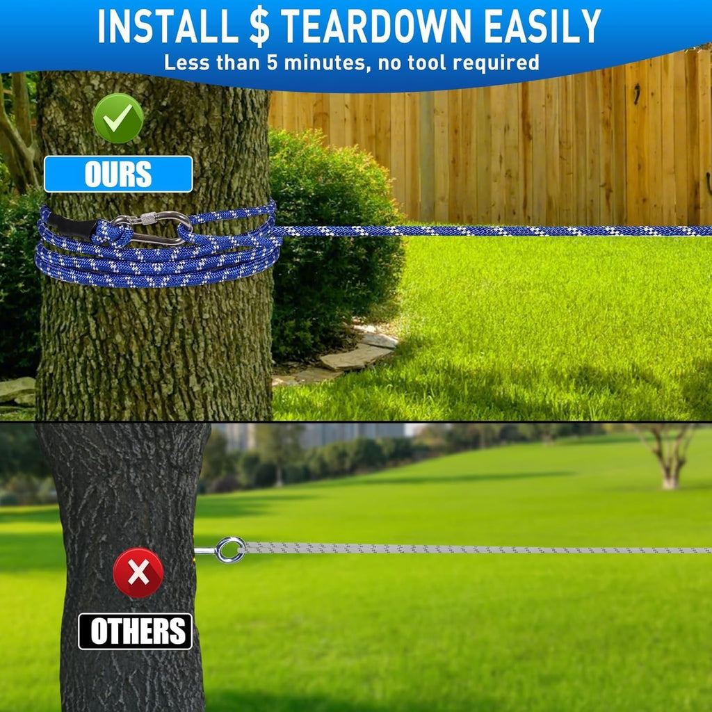 50ft Dog Tie Out Cable Holds 350lbs Dog Runner for Yard Camping Outdoor