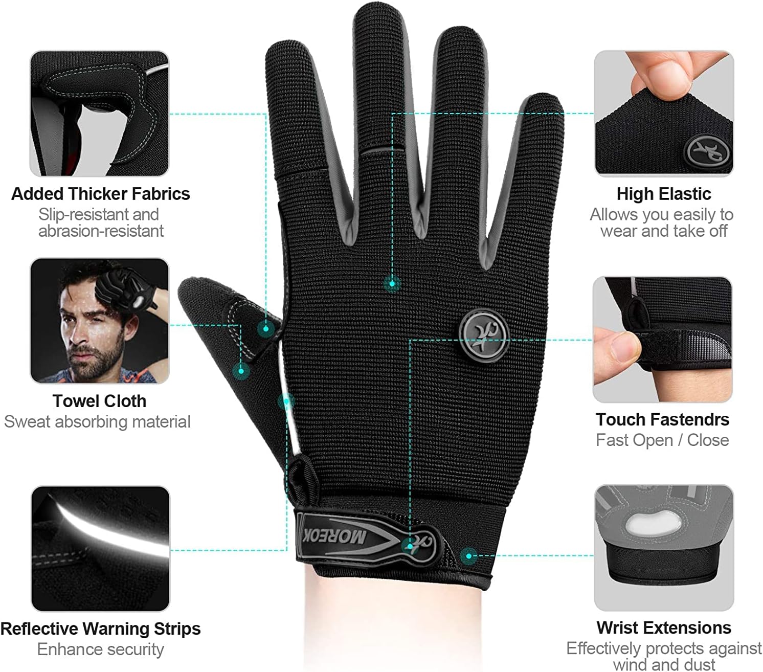 Cycling Gloves Men Women,Touchscreen Full Finger Mountain Bike Gloves