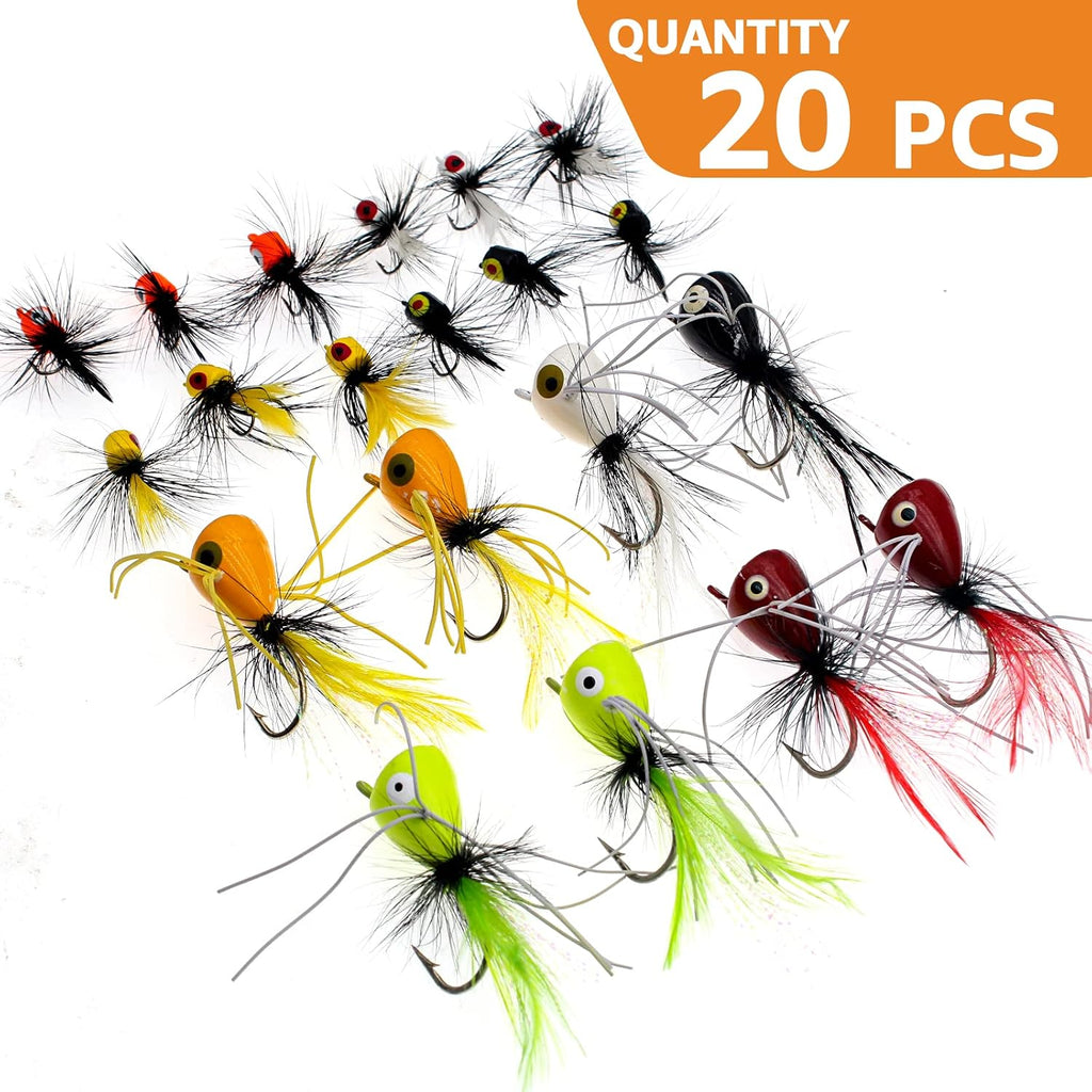 Fly Fishing Poppers Dry Flies Topwater Lures Bass Trout Kit Pro XL