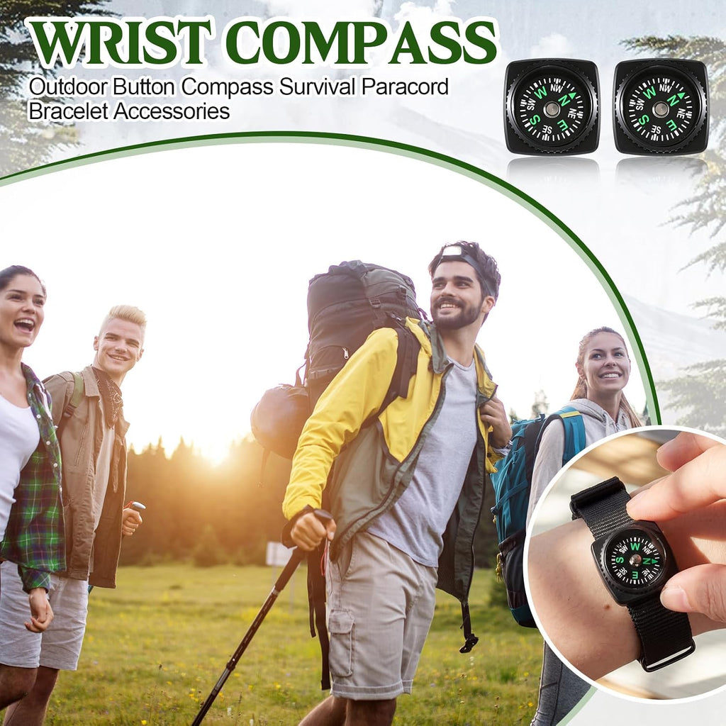 Tallew 50 Pcs Slip-on Wrist Compass Bulk Hard Shell Liquid Filled Mini Small Button Compass Survival Paracord Bracelet Camping Outdoor Activities Accessory 20mm for Hiking Activities