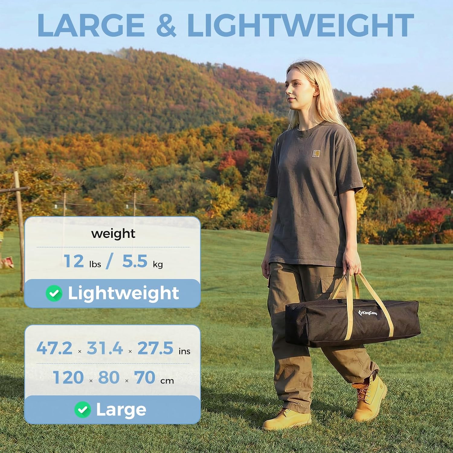 KingCamp Large 47" Folding Camping Table, Lightweight Outdoor Table 176 Lbs