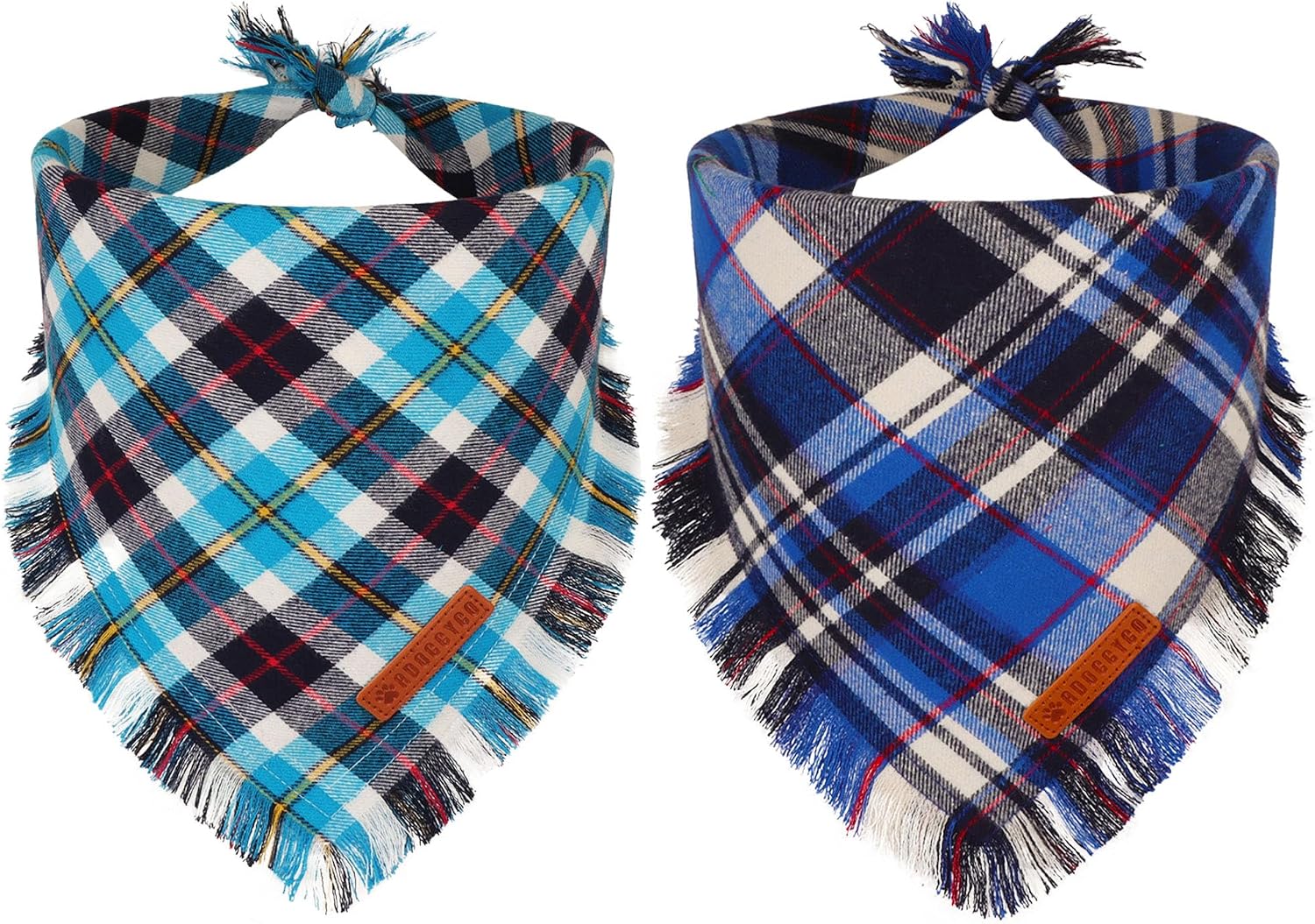 ADOGGYGO Fall Dog Bandana with Tassels Edges, Plaid Thanksgiving Scarf, S
