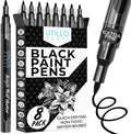 Utillo Craft Black Paint Pen (8-Pack), 0.7mm Extra Fine Black Paint Markers