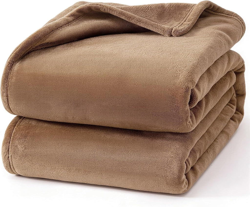 Hansleep Twin Camel Fleece Blanket, Soft Flannel Bed Blanket