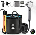 hillhub Portable Camping Shower Kit with 1500W Heater & 6000mAh Pump | Immersion Heater, Rechargeable IPX7 Pump, 5.3-Gal Bucket, 4-Mode Head, 6'7" Hose — for RV, Pet Bath, Car Wash, Beach & Hiking