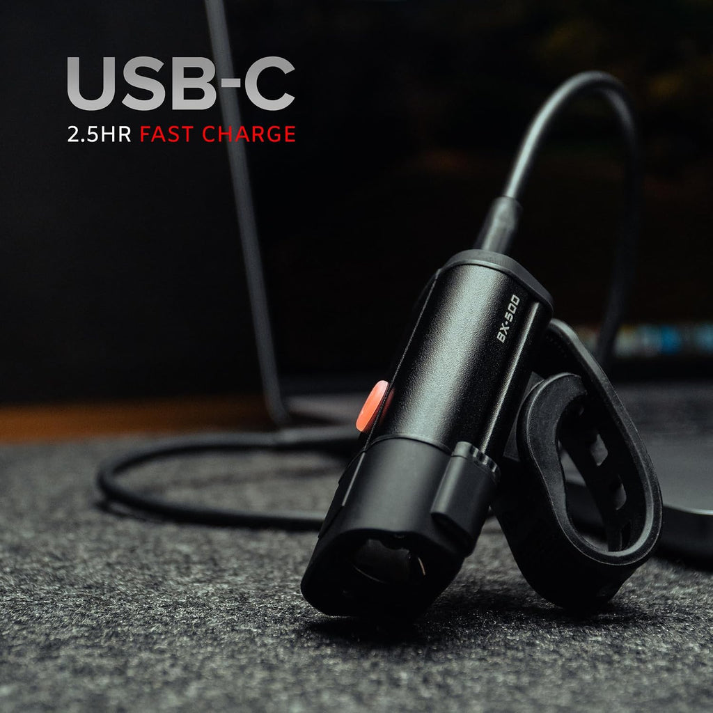 BX-500 Powerful USB-C Bike Lights Front & Back – New 500 Lumens LED - Bicycle Headlight & Taillight Set – USBC Rechargeable – Waterproof - Safety for Night Riding - (Optional - Premium Bike Bell)