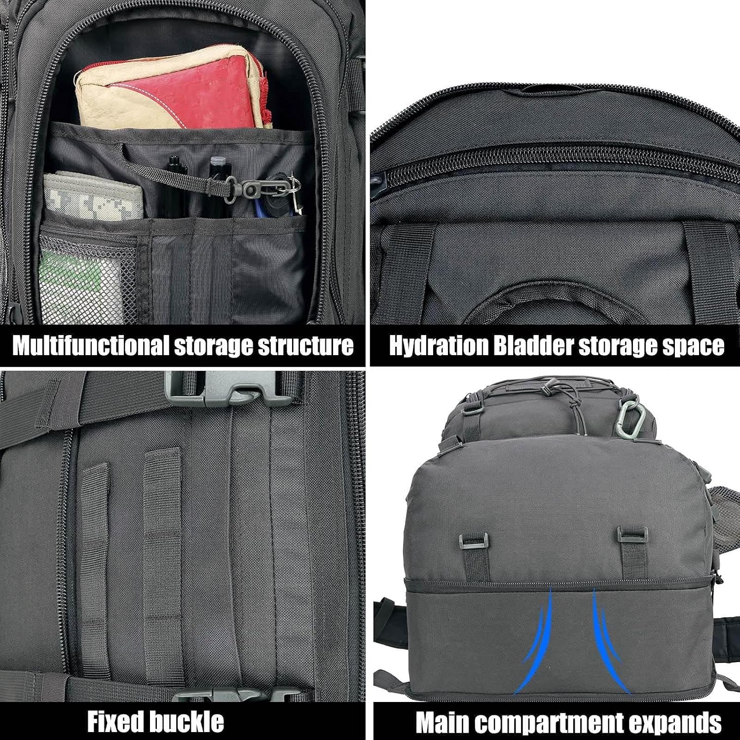 Miramrax Tactical Backpack Military Army Daypack - Assault Pack for Men Molle Backpacks Bug Out Bag 3 Day Pack for Hiking Camping Travel Hunting Rucksack Trekking Grey