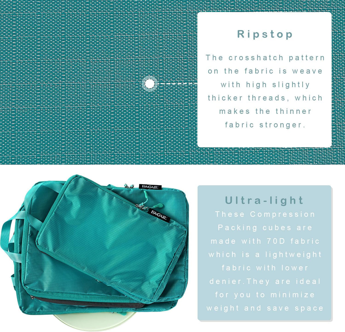 BAGAIL 6 Set Ultralight Compression Packing Cubes Packing Organizer for Travel Accessories Luggage Suitcase Backpack
