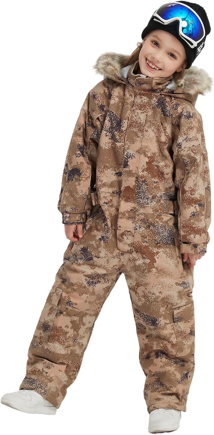 Kids Girls Boys Waterproof Colorful One Piece Snowsuits Coveralls Ski Suits Jackets Winter Jumpsuits