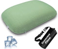 Cooling Travel Pillow, Small Memory Foam Camping Pillow with Adjustable Buckle Strap & Storage Bag, Compact Small Pillow for Airplane, Car Lumbar, Office, Washable Cooling Cover, Canopy Green