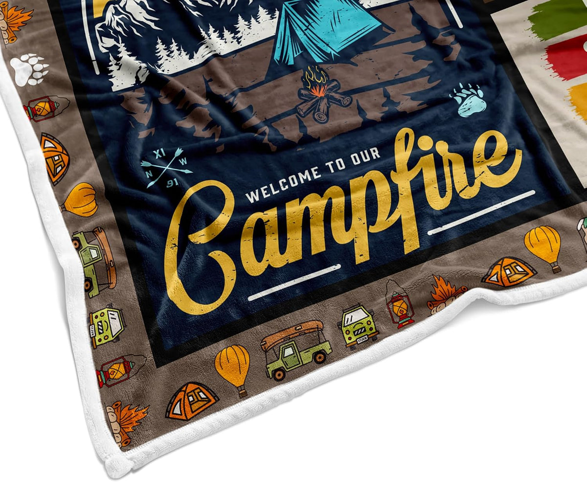 Camping Blanket, Camping Lovers Gift Ideas for Men or Woman, Super Soft Flannel Blankets Gifts for Bed Camper Outdoor, Campsite Outdoors RV Travel Hiking Sofa Couch Throw Blanket