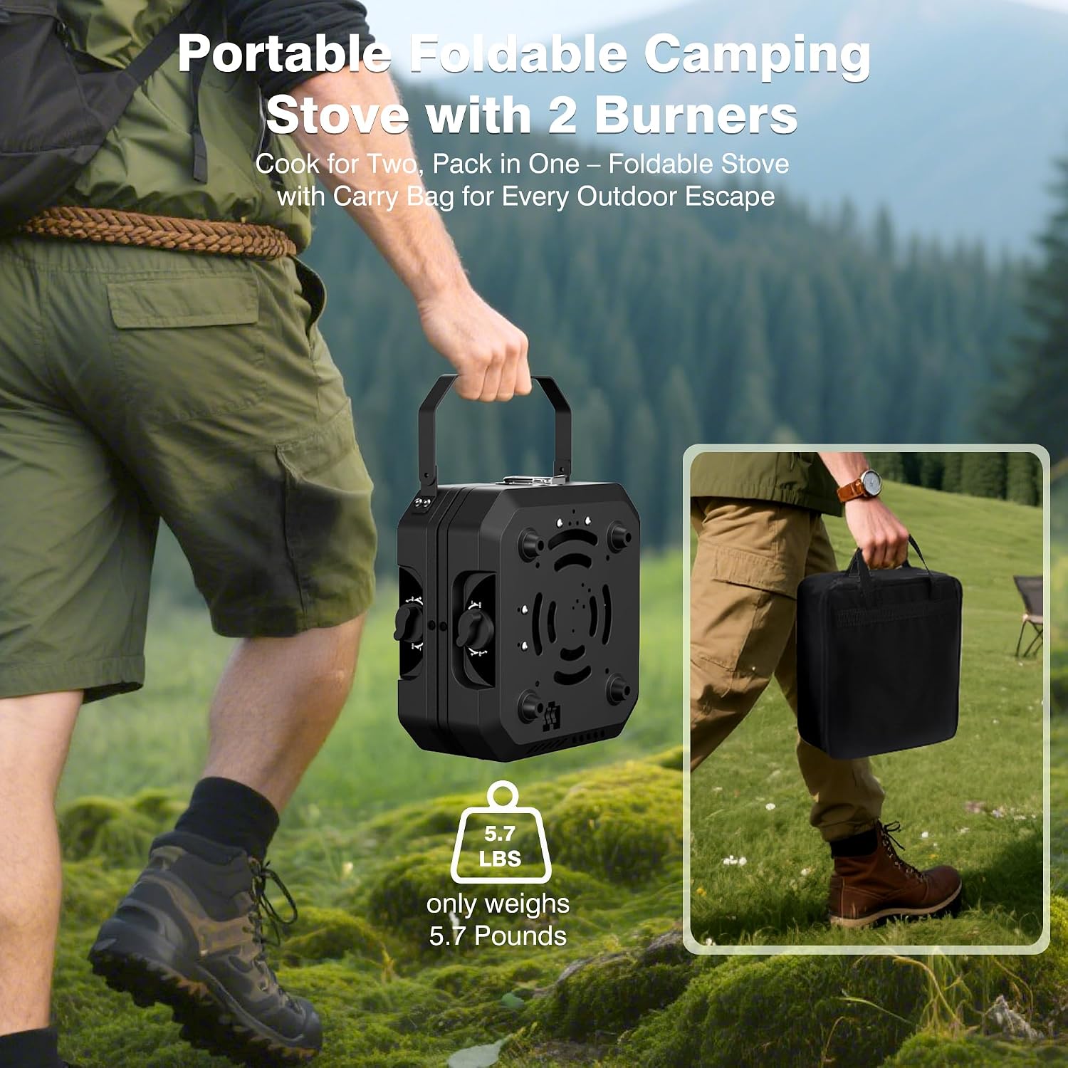 2 Burner Camping Stove, Portable Propane Stove With 7850BTU Heat Output