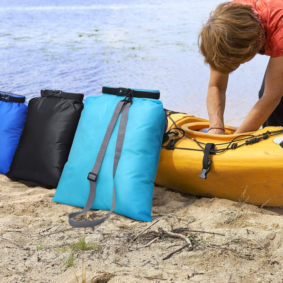 Shappy 6/12 Pcs Waterproof Dry Bags, Lightweight Outdoor Waterproof Dry Stuff Sacks 15/8/5/4/3/2 L and Long Adjustable Shoulder Strap for Kayaking Rafting Boating Hiking Camping