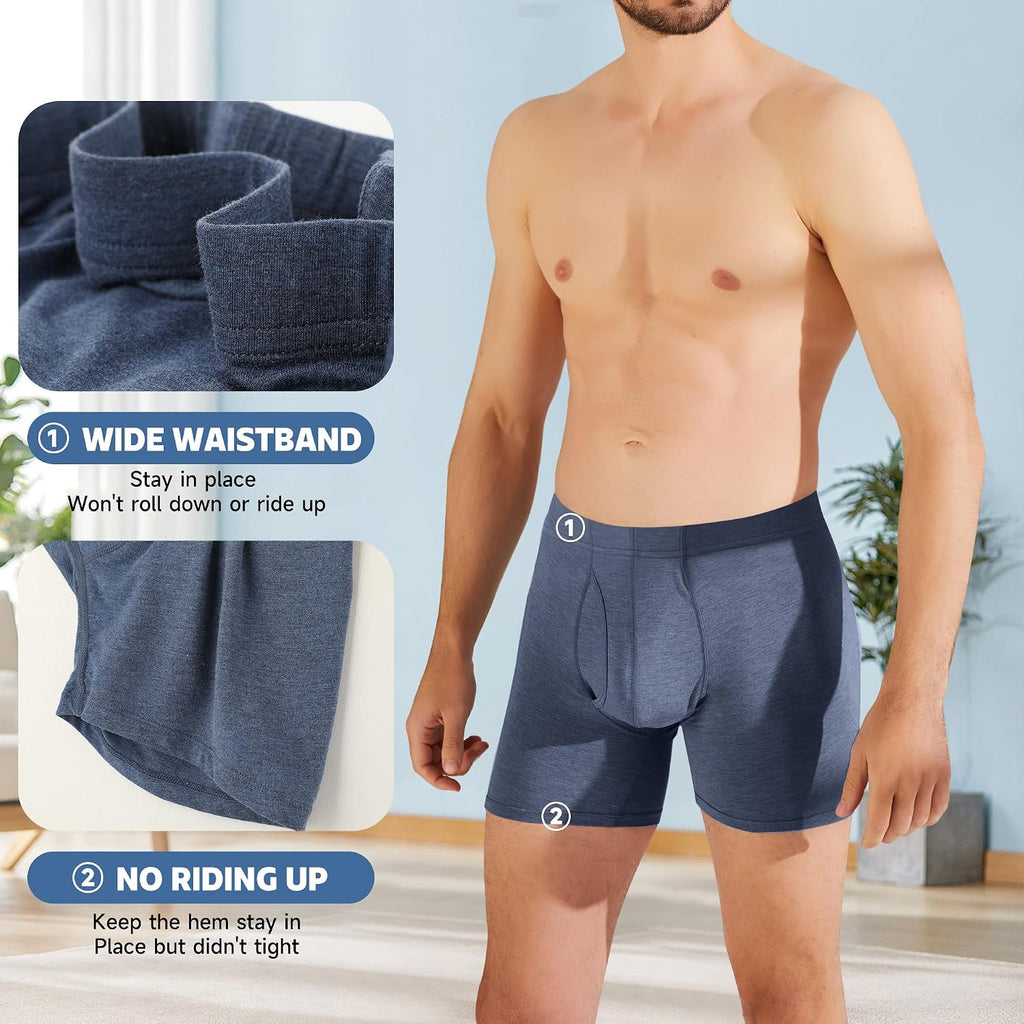 BAMBOO COOL Men's Cooling Underwear Ultra Soft Breathable Boxer Briefs Pack