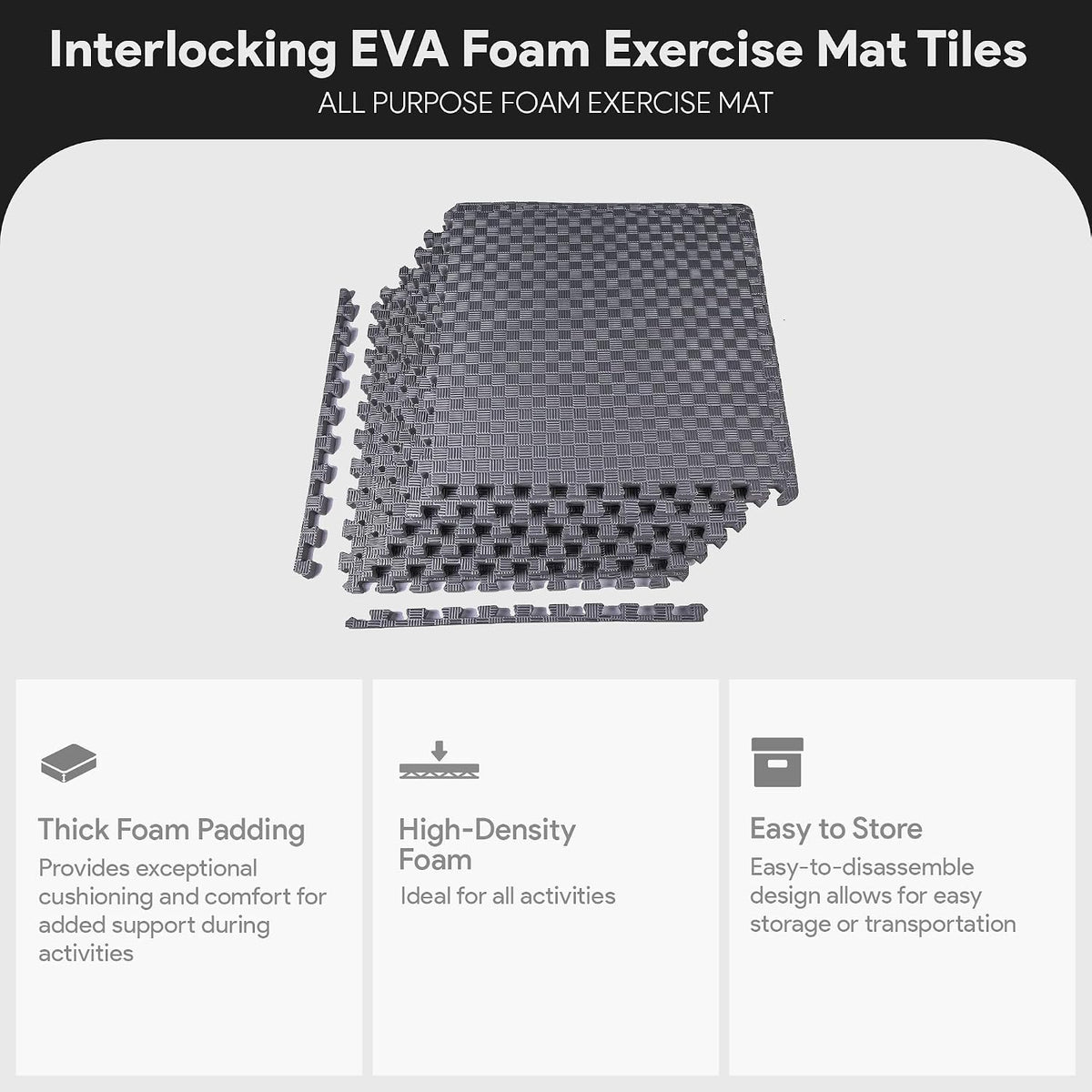 BalanceFrom Puzzle Exercise Mat 1" Thick, EVA Interlocking Foam Floor