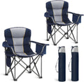 2 Pack Oversized Lawn Folding Camping Chair for Adults Support 450 LBS Blue