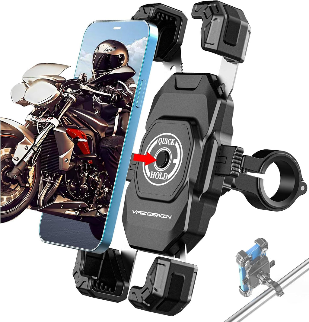VAZESWIN Motorcycle Phone Mount, 1s Lock Bike Phone Holder with Safety Lock