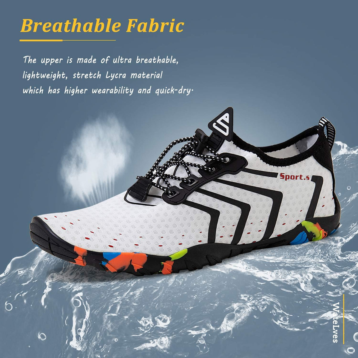 WateLves Water Shoes Mens Womens Barefoot Beach Swim Shoes Quick-Dry Aqua Socks Pool Shoes for Surf Yoga Water Aerobics