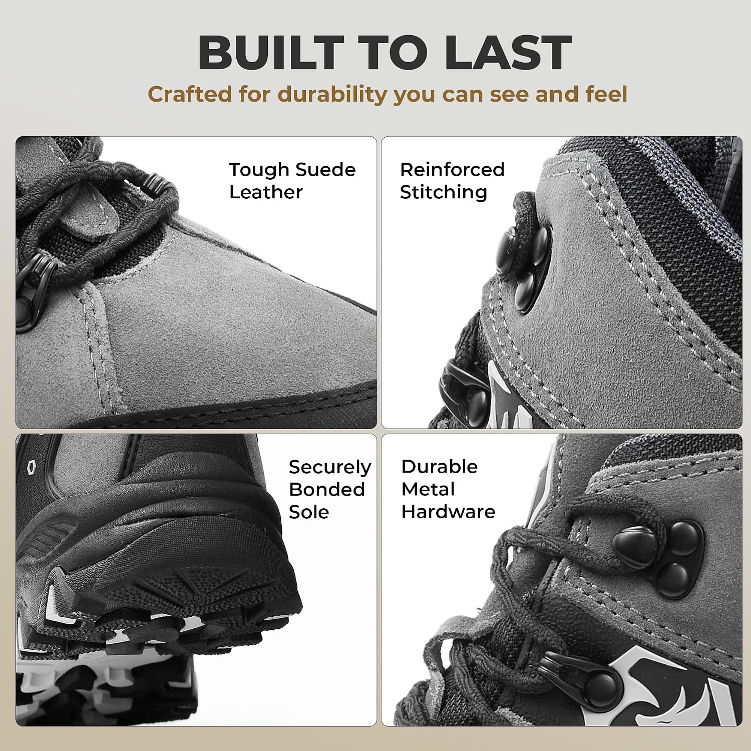 Foxelli Men’s Hiking Boots – Waterproof Breathable & Lightweight Suede Leather Hiking Boots for Men