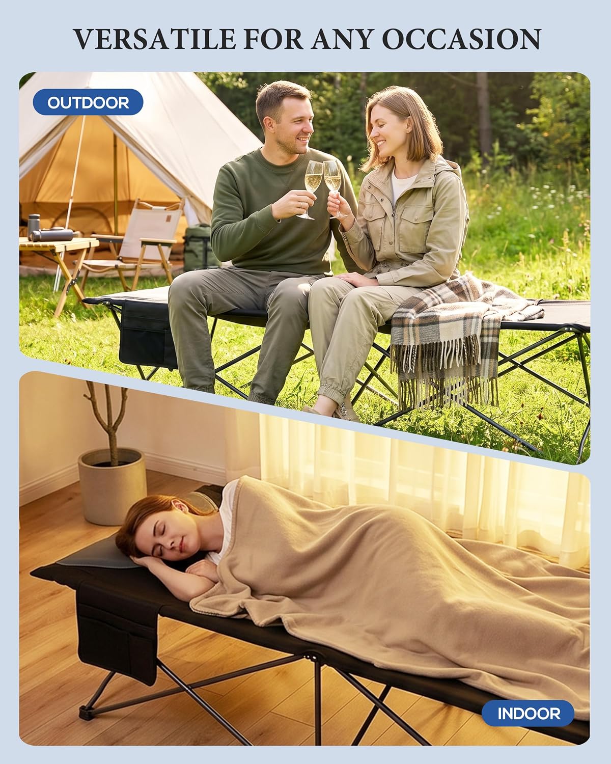 41" Wide Folding Camping Cot, 500lbs Heavy Duty Cots for Adults Big & Tall
