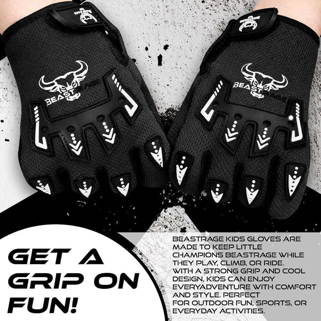 BEAST RAGE Youth Motocross Gloves – Motocross & BMX for Dirt Bike & Riders | Boys &Girls Gear | Non-Slip Grip, Breathable Lightweight for Youth Training Cycling Gloves