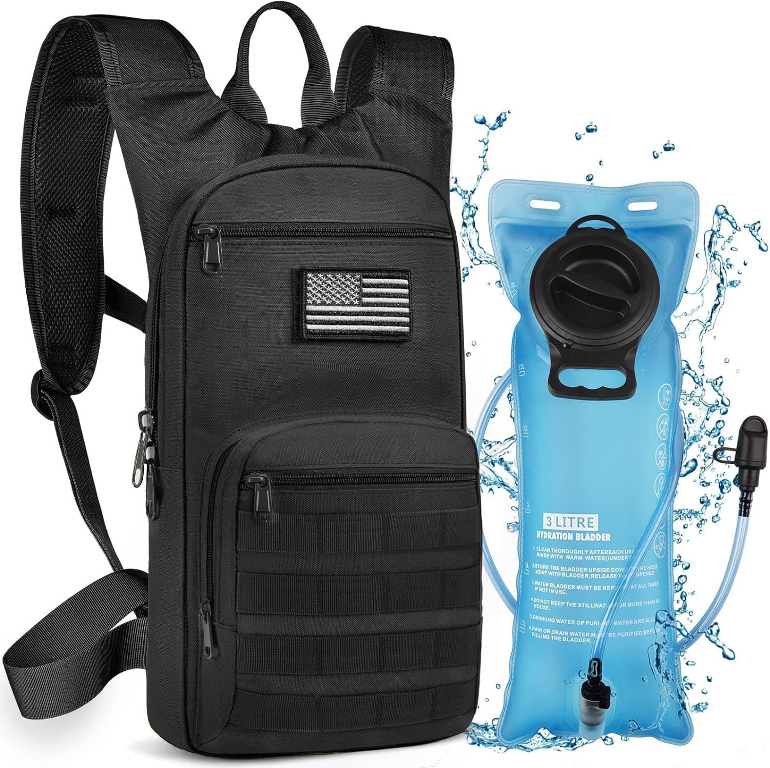 NOOLA Hydration Backpack, Tactical Water Backpack with 3L TPU Water Bladder