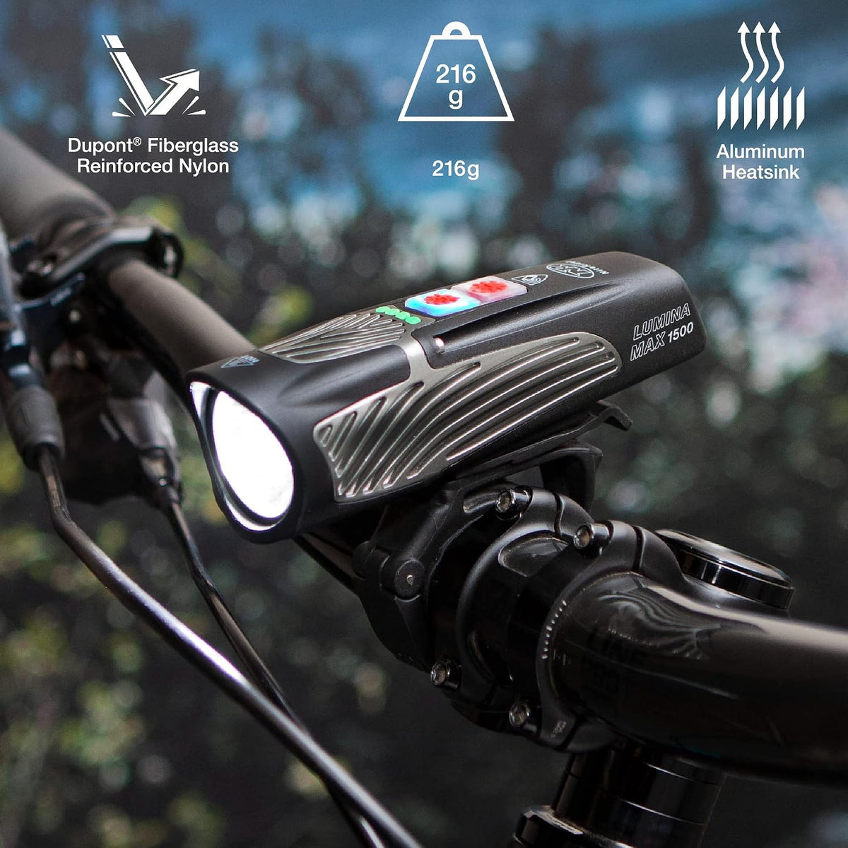 NiteRider Lumina Max 1500/2000/2500 Bike Light | USB-C Rechargeable LED Headlight with Wireless Control, 8 Lighting Modes, 8-Step Fuel Gauge, IP64 Waterproof | Road Cycling, MTB, e-Bike