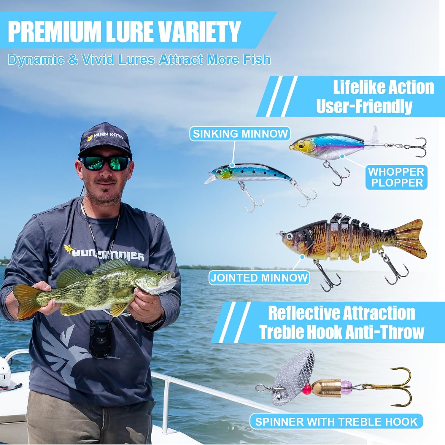 Goture Fishing Lures Kit,164pcs Bass Fishing Kit Including Soft Plastic Baits, Worms, Minnow, Crankbaits, Hooks,Swivels,Sinker Weights,3700 Tackle Box, Freshwater Fishing Gear Lure Set, Gifts of Men