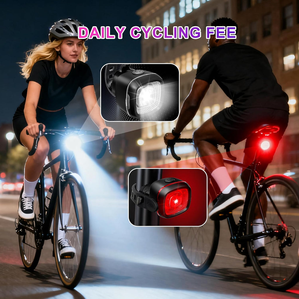Bicycle Front & Rear Lights, Type-C Rechargeable LED Bike Light Set, IPX6,Waterproof Flashlight for Night Riding, Safety Headlight Taillight, Kids Girls Children's Bicycle Accessories