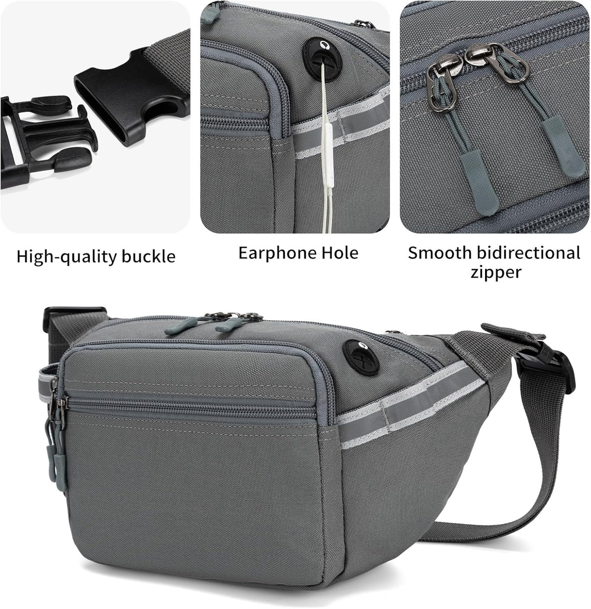 RFID Blocking Fanny Pack for Men Women, 5-Pocket Crossbody Hip Waist Bag