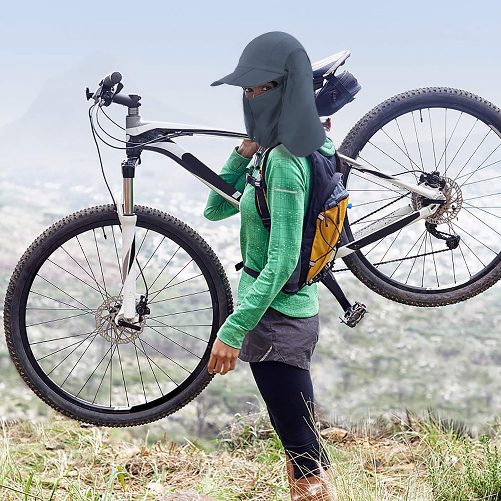 CRISTGEE Foldable Sun Cap, Fishing Hats, UPF 50+ Protection Caps with Face Mask Neck Flap