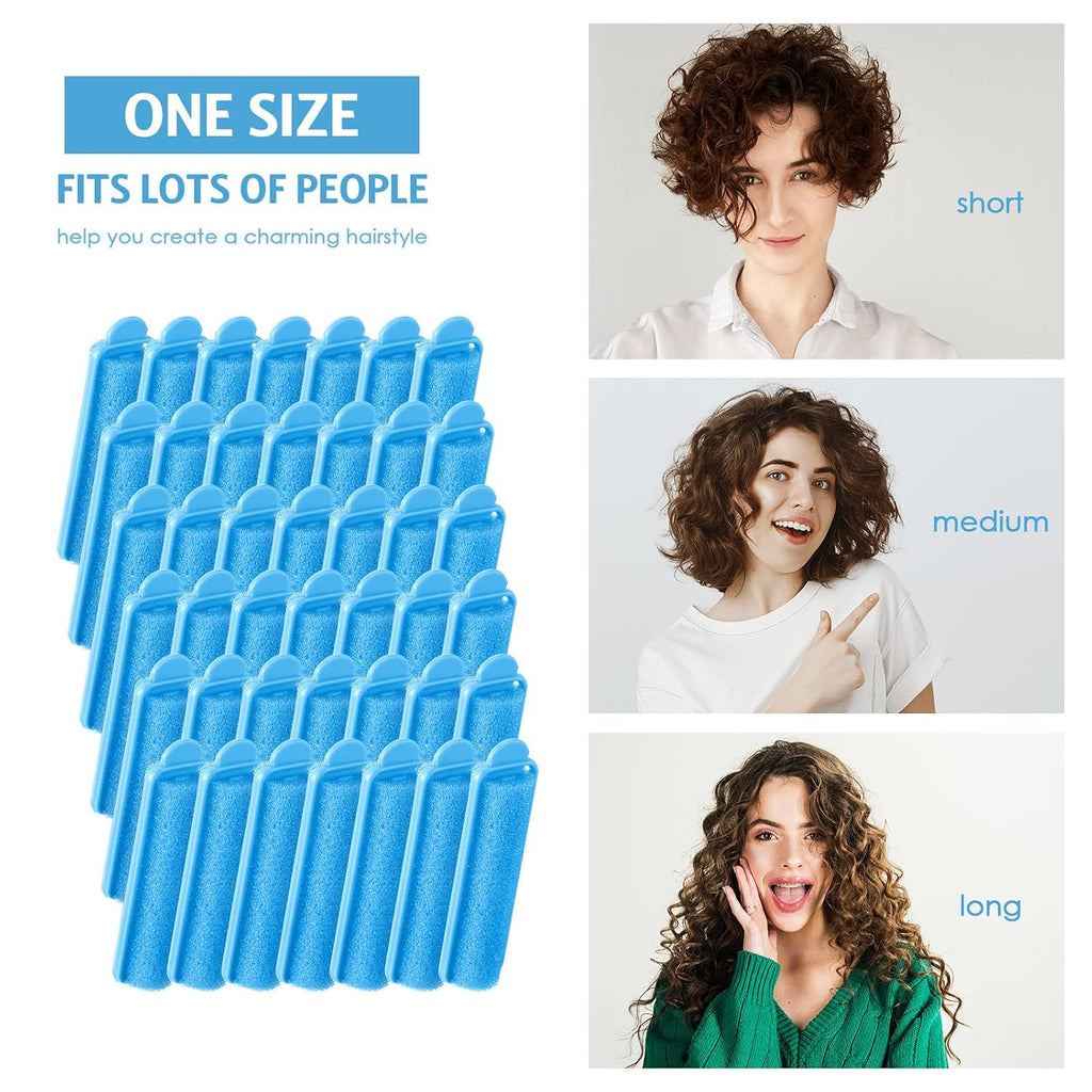 Syhood 43 Pcs Foam Sponge Hair Rollers Set Women, Tail Comb, Blue