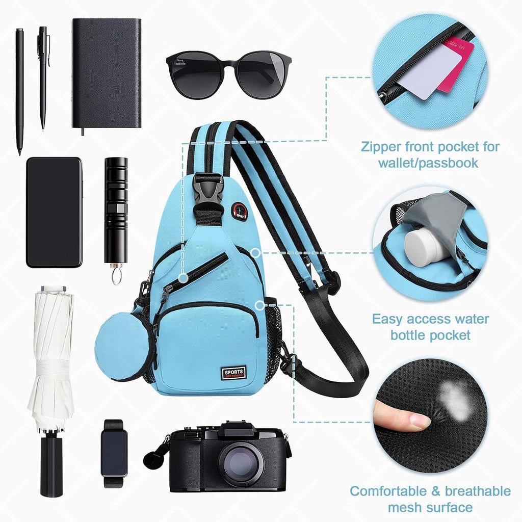 Small Sling Bag with Coin Pocket Fits for 7.9" Tablet, Blue