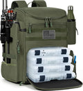 40L Tackle Fishing Backpack with 2 Rod Holders, Water Resistant