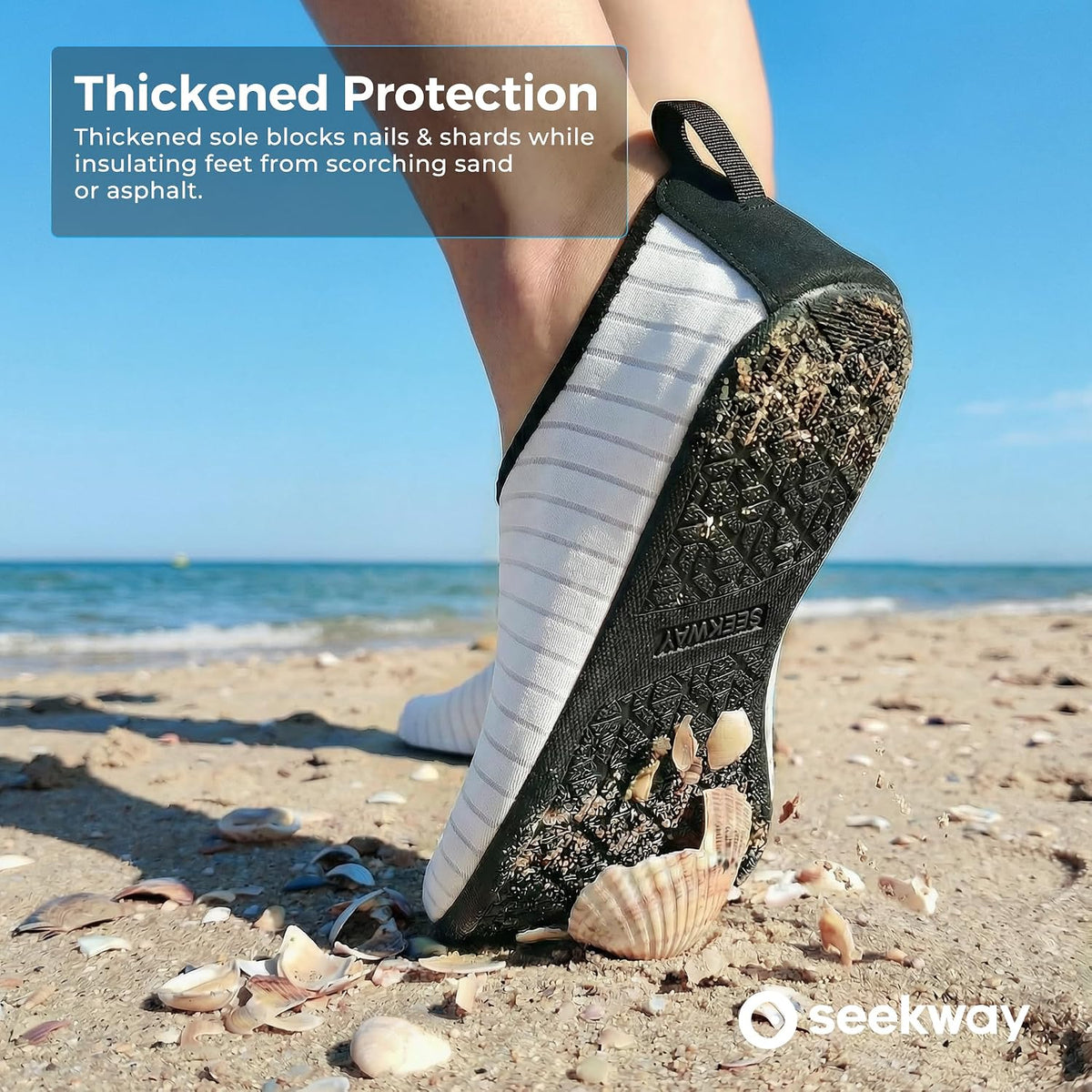 SEEKWAY Water Shoes Women Men Adult Quick-Dry Aqua Socks Barefoot Non Slip for Beach Swim River Pool Lake surf Black SK002(U)