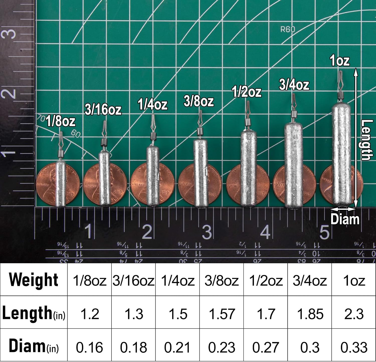 Dr.Fish Drop Shot Fishing Weights with Swivel Bass Pencil Sinkers
