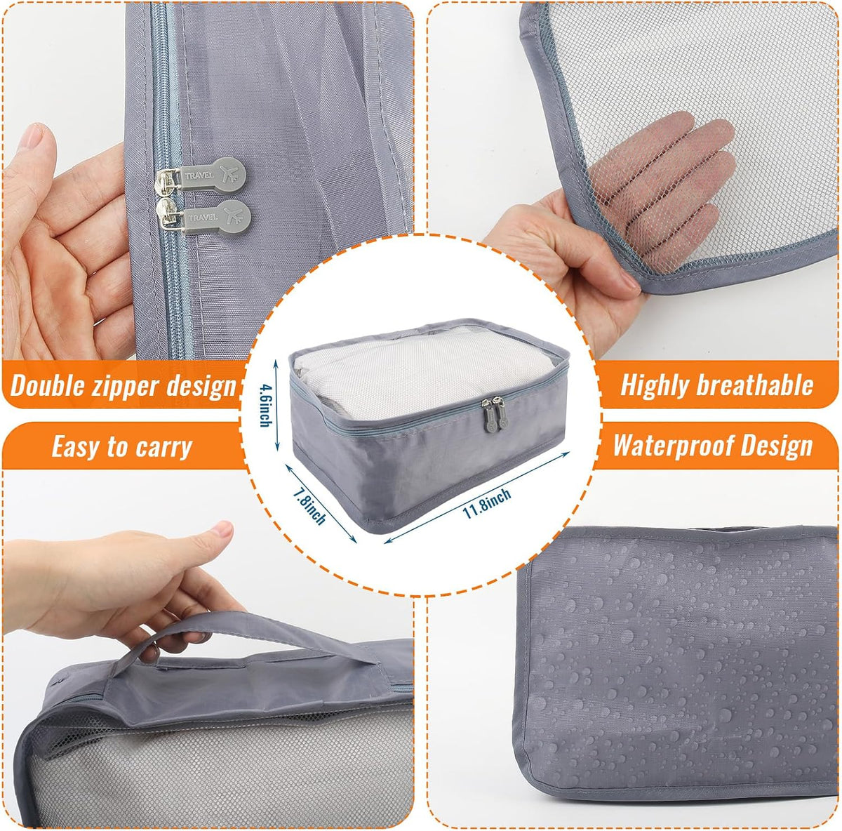 6Pack Small Mesh Packing Cubes Travel, Luggage Organizer Bags Suitcase