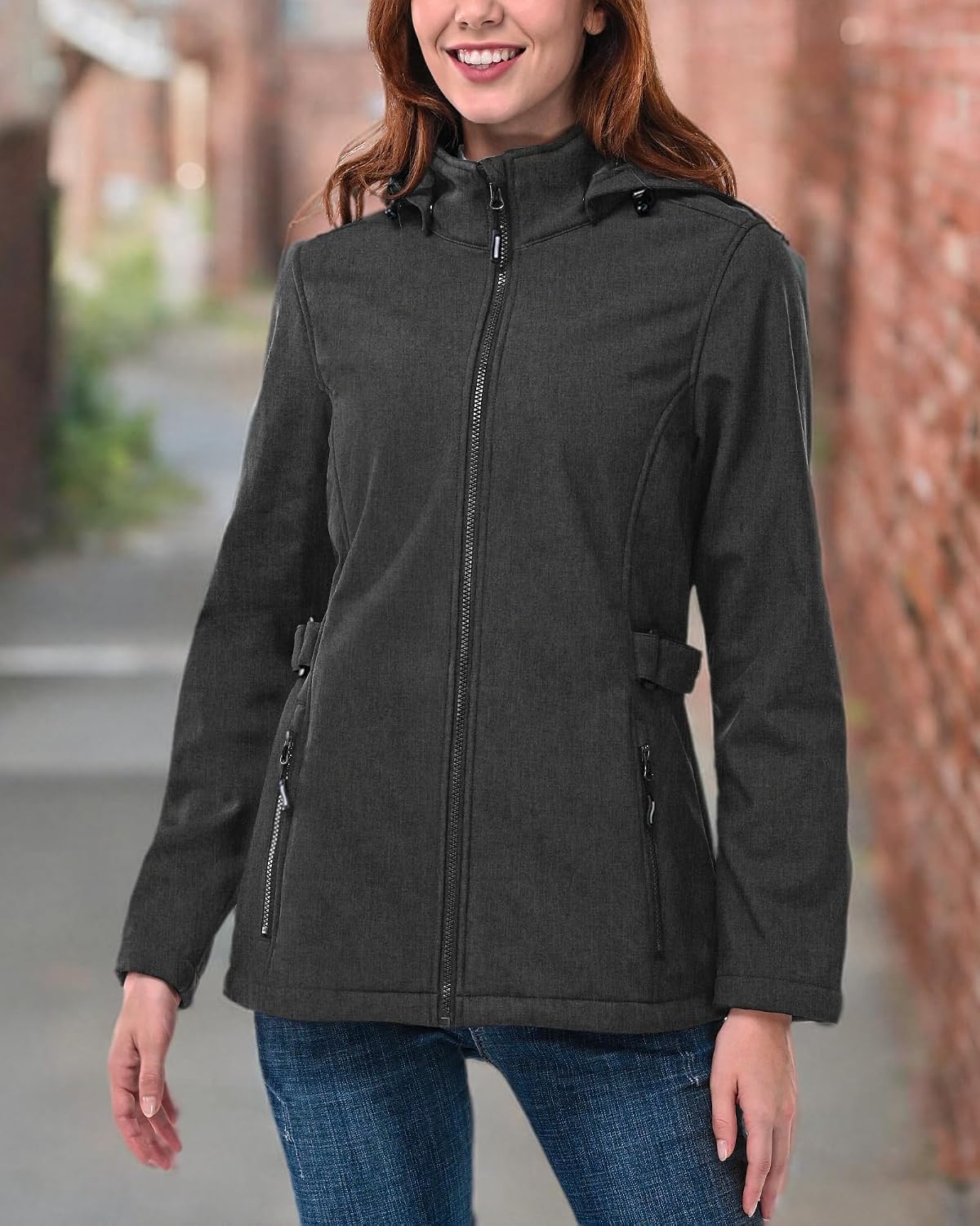Outdoor Ventures Women's Fleece Lined Rain Jacket Waterproof Softshell Coat