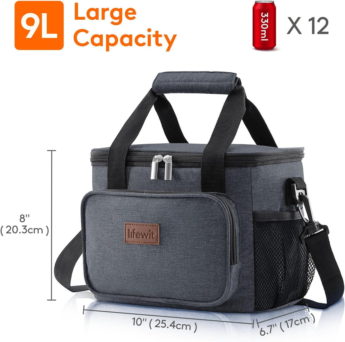 Lifewit Insulated Lunch Box for Men, Lunch Bag Cooler Women, 12-Can 9L
