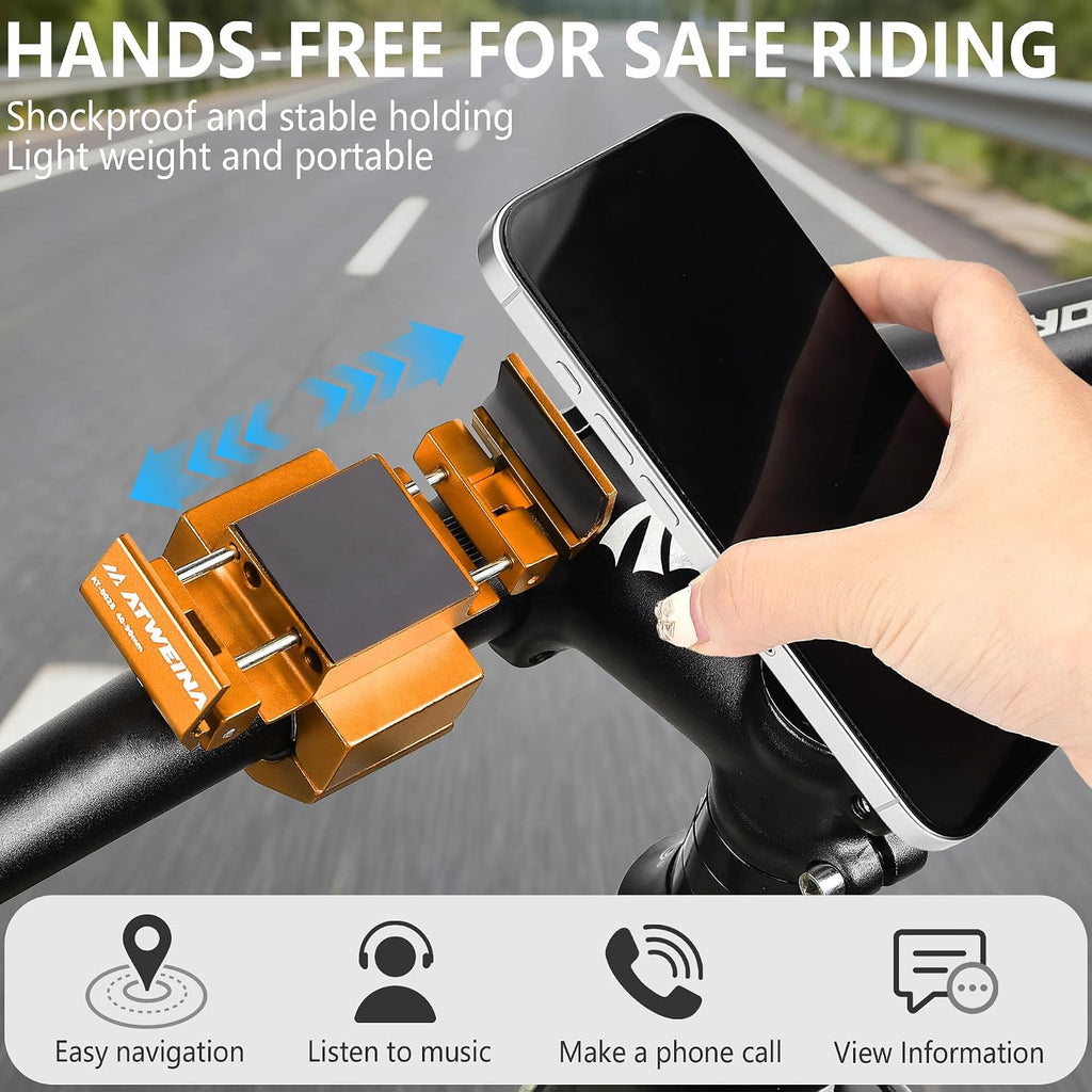 Bike Handlebar Mounts for 4.5-7.6 Phones (Gold)