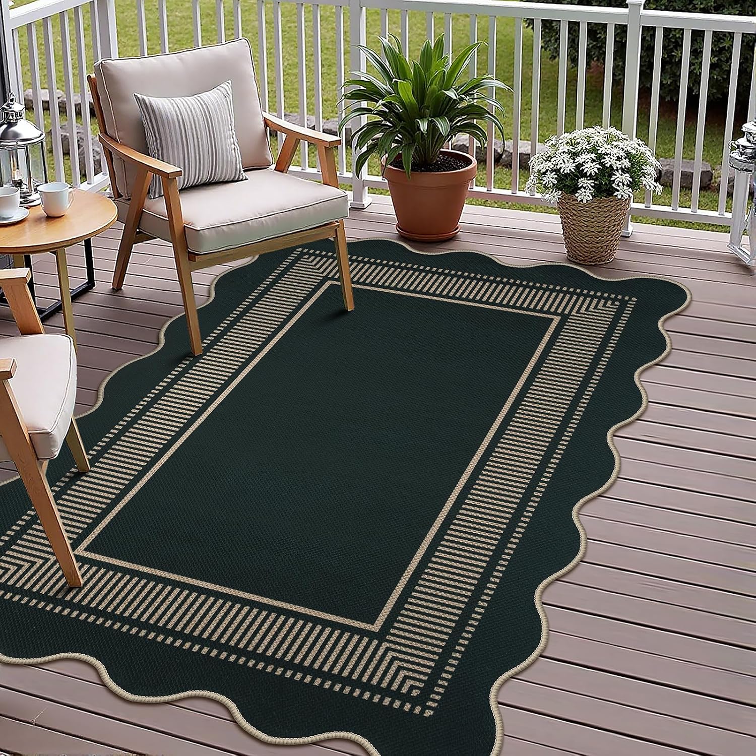 Modern Easy Jute 3x5 Outdoor Patio Rug, Black Washable Rugs for Entryway Indoor Kitchen Rugs, Farmhouse Neutral Non Slip Carpet for Living Room Backyard