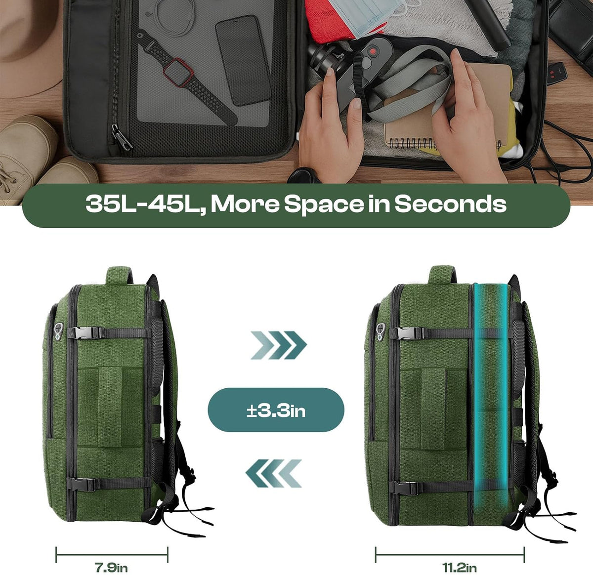 Large Expandable Carry On Travel Backpack,TSA Flight Approved Big Backpack