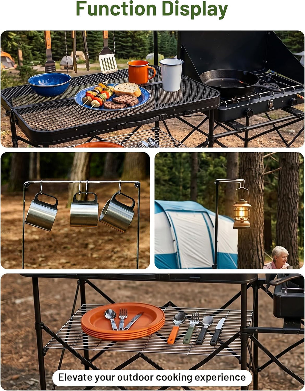 TIMBER RIDGE 56" Portable Camp Kitchen Station Folding Outdoor Grill Table