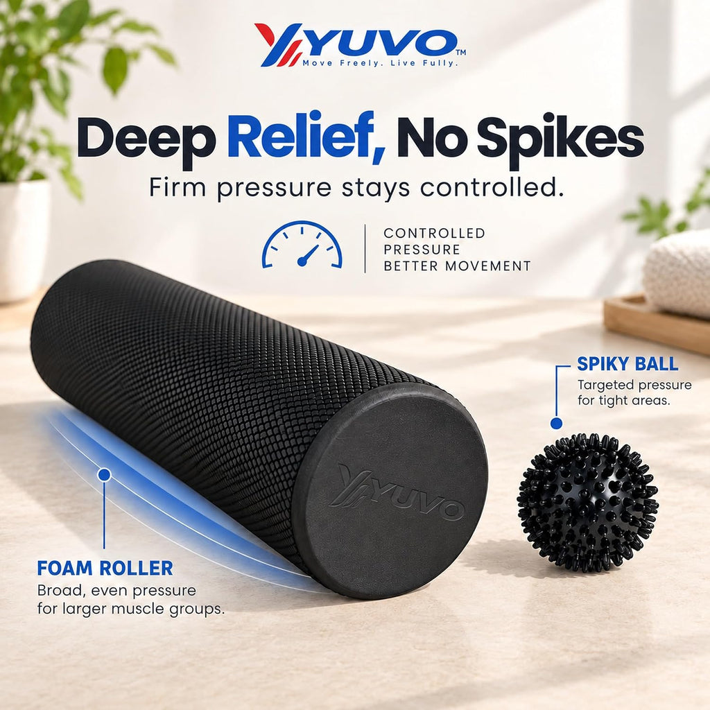 6-in-1 Foam Roller Set - 18" High Density Trigger Point Back Roller