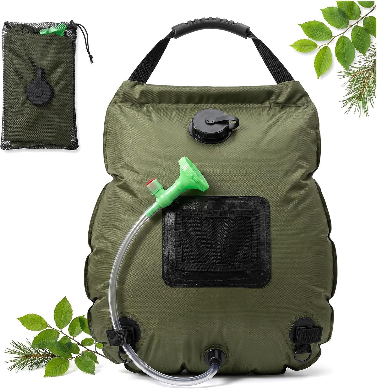 5-Gallon Solar Shower Bag with Real-Time Temp Display - Fast Heating in 20 Mins - Lightweight 0.99lbs Portable Camp Shower for Short Trips & Emergency Backup