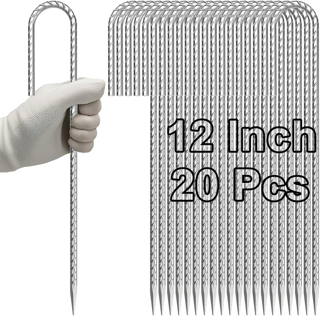 VVOKGO Rebar-Stakes-12-Inch J Hook Galvanized Garden Tent Stakes Heavy Duty